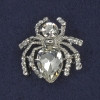 Spider Brooch with White Rhinestones, Silver-Colored Metal 26x26 mm+
