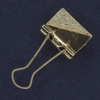 Brooch-clasp with white crystals, gold-tone metal 21x46 mm+