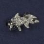 Brooch 'Fish' with Crystals, Silver Metal, 18x29mm+