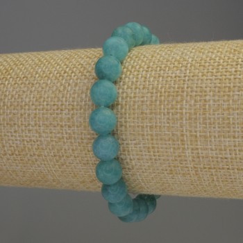 Aquamarine bracelet with smooth beads, 8 mm diameter, 18 cm length, stretch bracelet