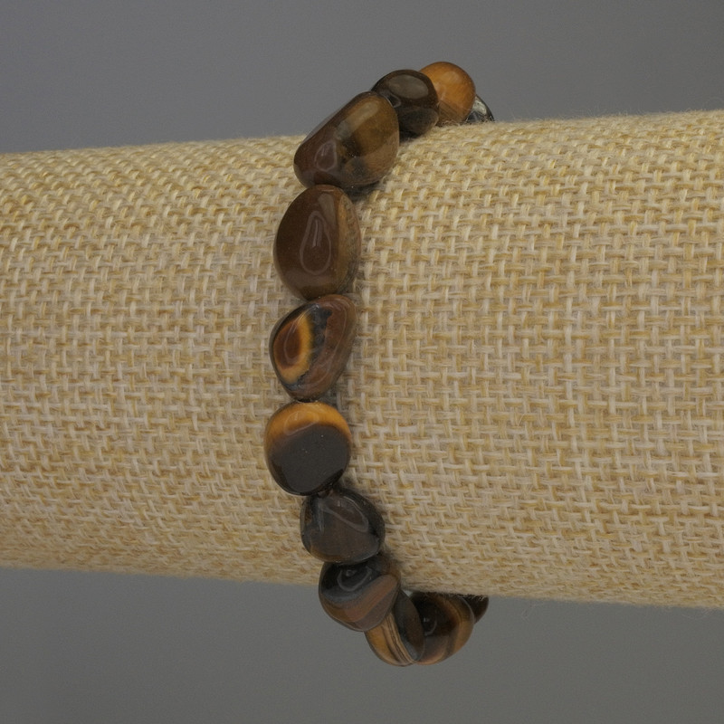 Tiger's Eye Bead Bracelet, bead size 10-12×9 mm, length 18 cm stretch