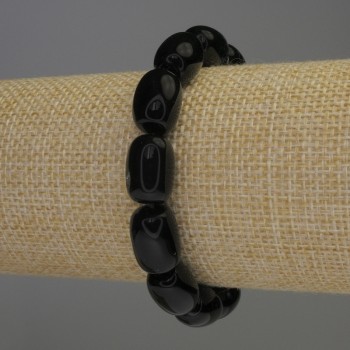 Agate Barrel Bracelet, diameter 14×10 mm, 18 cm length, stretch