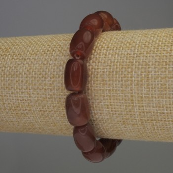 Carnelian Barrel Bracelet, 13×9 mm diameter, 18 cm stretch