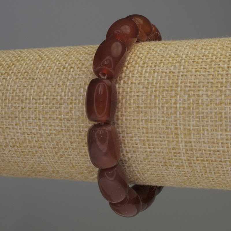 Carnelian Barrel Bracelet, 13×9 mm diameter, 18 cm stretch
