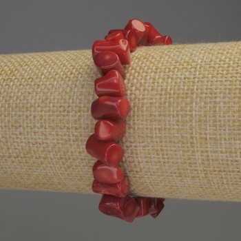 Coral Column Bracelet on Stretch Base, diameter 6–12×7 mm, length 18 cm