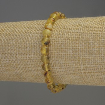 Amber bracelet with smooth beads, 6-6.5 mm diameter, 18 cm length, stretch