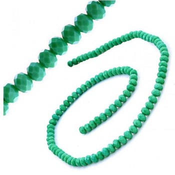 Czech Crystal Beads on Thread 6mm, matte light emerald green color, length 45 cm