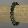 Bracelet with green jasper, faceted beads, 10mm diameter, 18cm stretch
