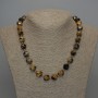 Tiger's Eye Necklace - Faceted Beads, 12x10 mm, 50 cm length, with clasp