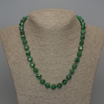 Malachite Necklace with Faceted Beads, 10x8 mm diameter, 50 cm length, with clasp