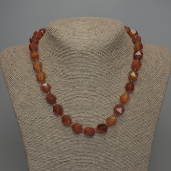 Natural carnelian necklace with faceted beads, diameter 12×10 mm, length 50 cm
