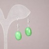Earrings with natural chrysoprase, smooth barrel shape, diameter 10×14 mm, length 34 mm approx