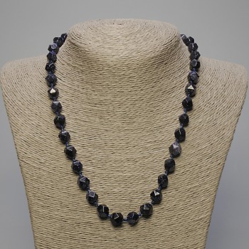 Aventurine Necklace 'Night of Cairo' Faceted Beads, 9x8 mm, 50 cm length
