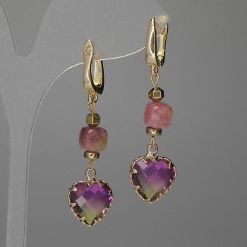 Tourmaline Earrings: Cube and Heart
