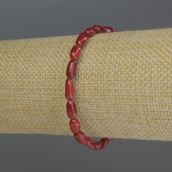 Coral Bracelet 'Grain', diameter 10×5 mm, length 18 cm, stretch