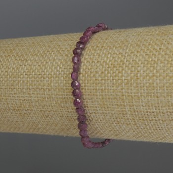 Faceted Ruby Coin Bracelet, diameter 4×2.5 mm, 18 cm stretch