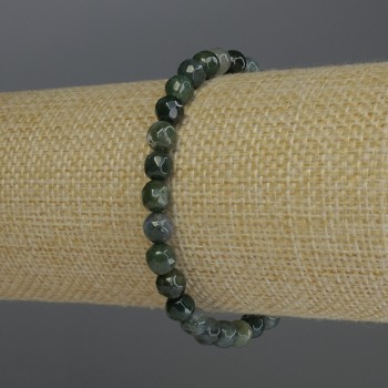 Green Jasper Faceted Bead Bracelet, 6 mm diameter, 18 cm stretch