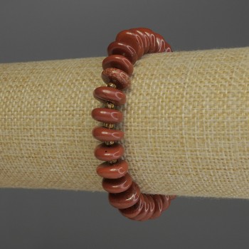 Bracelet Red Jasper Rondelle Beads, 4x12mm, with 3mm seed beads, 18 cm stretch