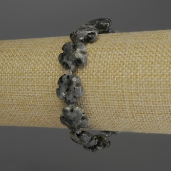 Labradorite Bracelet 'Flower', 15mm diameter +/- with 3mm beads +/-, 18cm stretch