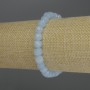 Aquamarine faceted cube bracelet, 7 mm diameter, 18 cm stretch