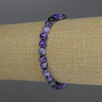 Faceted Agate Bracelet, 6 mm Diameter, 18 cm Stretch