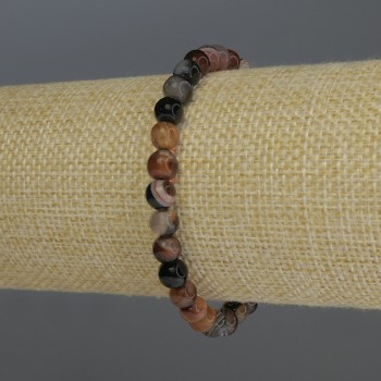 Agate Bracelet with Smooth Beads, 6 mm Diameter, 18 cm Length, Stretch