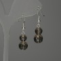 Smoky quartz faceted bead earrings, 8–10 mm, length 38 mm