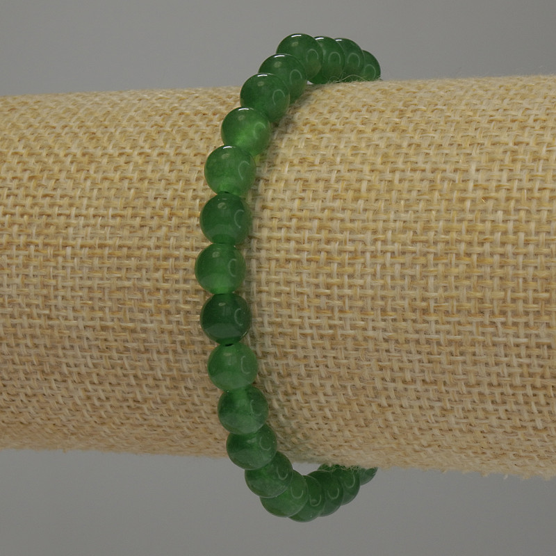 Chrysoprase bracelet with smooth beads, 6 mm diameter, 18 cm length (stretch)