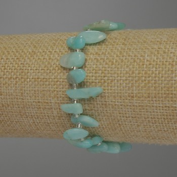 Larimar bracelet, faceted, diameter 12–14×7 mm, seed beads 3 mm, length 18 cm, stretch