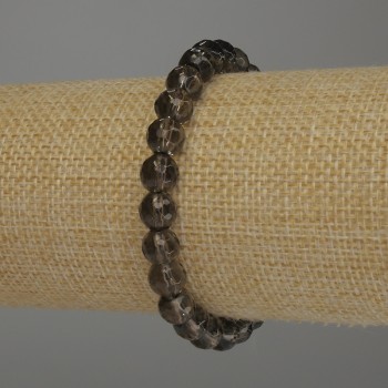 Smoky Topaz Faceted Bead Bracelet, 8 mm diameter, 18 cm length, stretch