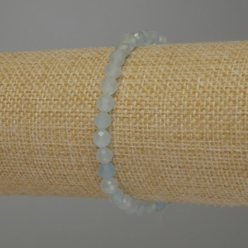 Aquamarine bracelet with faceted beads, 5 mm diameter, 18 cm stretch