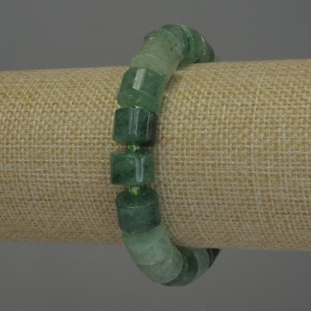 Jade Cylinder Bracelet, 8×11 mm beads, 3 mm seed beads, 18 cm length, stretch