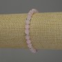 Rose Quartz Bracelet with Smooth Beads, 6 mm Diameter, with Metal Inserts, 18 cm Length, Stretch