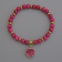 Raspberry acrylic bracelet with smooth beads, 6 mm diameter +/- with metal inserts, length 18 cm+