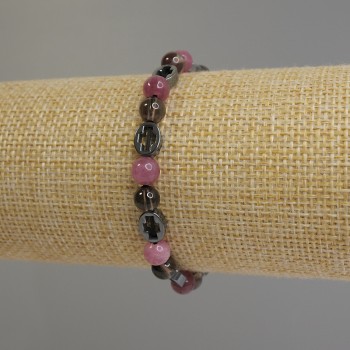 Bracelet with Assorted Beads, 6 mm round beads and 8x6 mm oval beads, 18 cm stretch