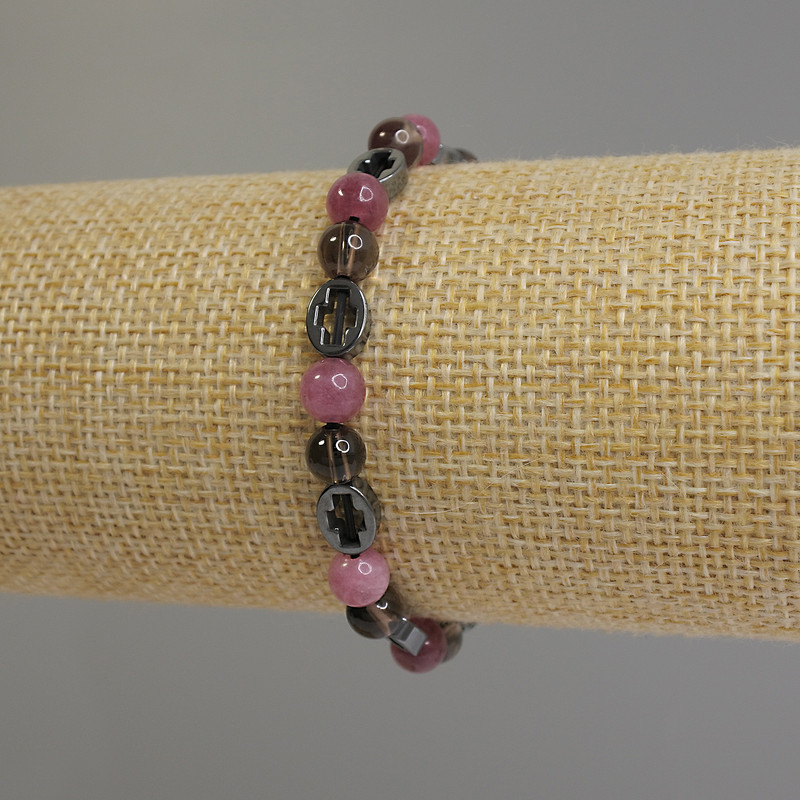 Bracelet with Assorted Beads, 6 mm round beads and 8x6 mm oval beads, 18 cm stretch