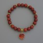 Red Jasper Bracelet with Smooth Round Beads, 8mm Diameter, with Metal Inserts, 18 cm Length, Stretch