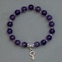 Amethyst Bracelet with Smooth Round Beads, 8 mm Diameter, Crystal Beads 4×2.5 mm, Length 18 cm, Stretch