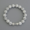 Kaolin Bead Bracelet, 10mm Diameter ±, with Metal Inlays, Length 18cm ± Stretch