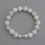 Kaolin Bead Bracelet, 10mm Diameter ±, with Metal Inlays, Length 18cm ± Stretch