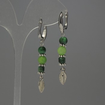 Onyx Ball Earrings, diameter 6 mm; Cat's Eye faceted cube 4 mm; ball 6 mm; Length 54 mm