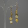 Citrine Faceted Coin Earrings, 8 mm Diameter; Pearl Bead 8 mm; Length 50 mm