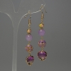 Earrings Lavender Amethyst Bead, 8 mm Diameter ± Cloisonné 10 mm ± Crystal in Bezel 12 mm ±, Length 65 mm ±