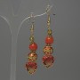 Coral and Cloisonné Earrings