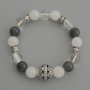 Assorted Smooth-Bead Bracelet, 10mm diameter ± with metal inserts, 18 cm stretch