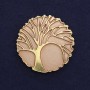 Tree Brooch - Pink Matte with Gold-Tone Metal, Diameter 40mm ±, Magnetic Back