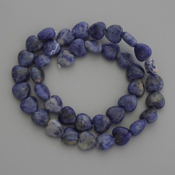Sodalite Beads, Natural Stone Heart, Diameter 10x10 mm, Length 38 cm on Thread