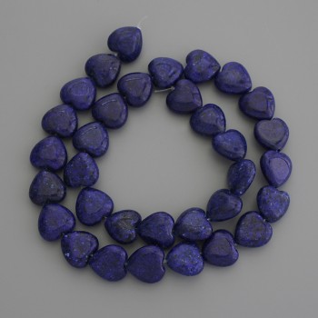 Lapis lazuli heart beads 12x12mm ± on thread, length 37 cm+