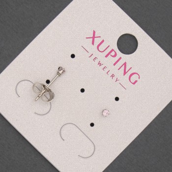 Xuping Pink Crystal Rhodium-Plated Stud Earrings, 2 mm Diameter