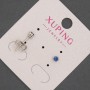 Xuping blue crystal ball stud earrings, 3 mm diameter, rhodium-plated